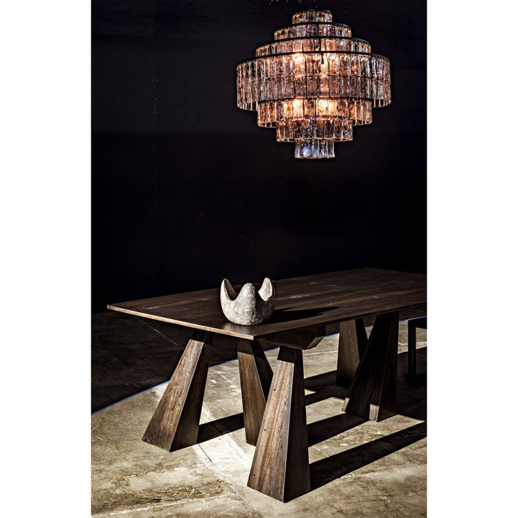 Black Metal and Glass Tiered Chandelier