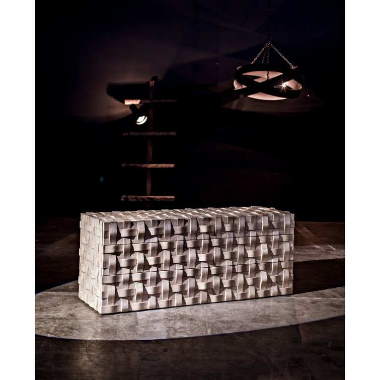 Noir Weave 72'' Bleached Walnut Sideboard with Hidden Drawers