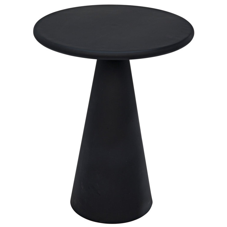 Futurist Noir 15.5" Round Metal & Glass Side Table