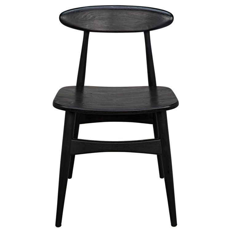 Charcoal Black Upholstered Solid Wood Side Chair