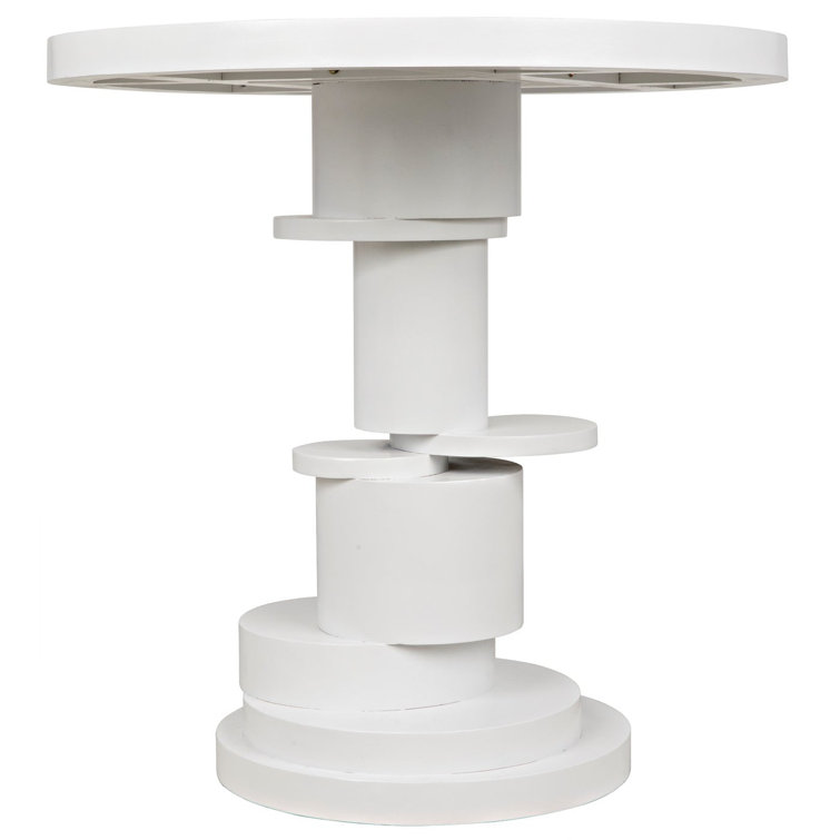 Hugo 28" Round White Mahogany End Table