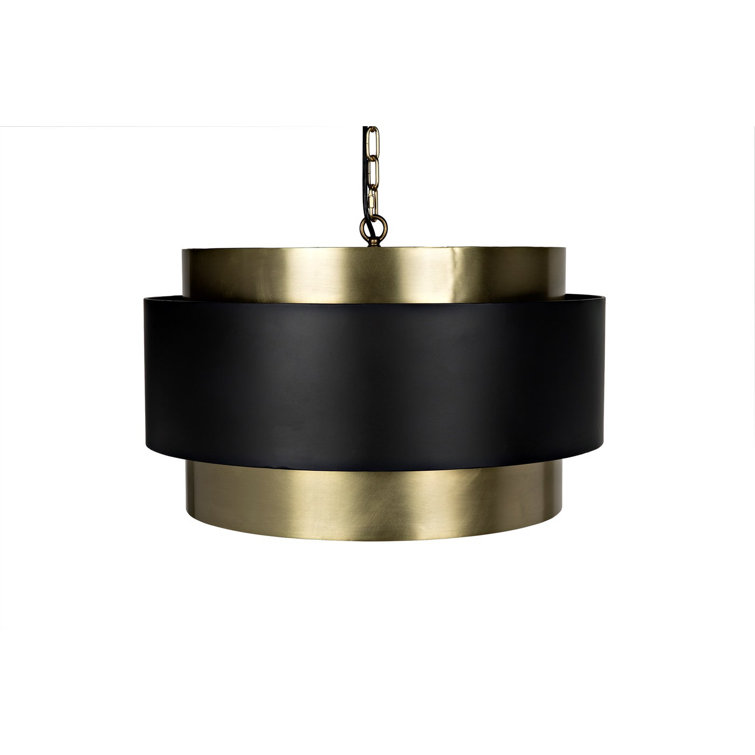 Antique Brass and Matte Black 4-Light Pendant