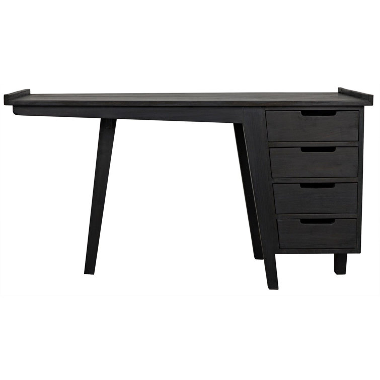 Noir Kennedy Charcoal Black Wood Desk with Drawer 56.5''