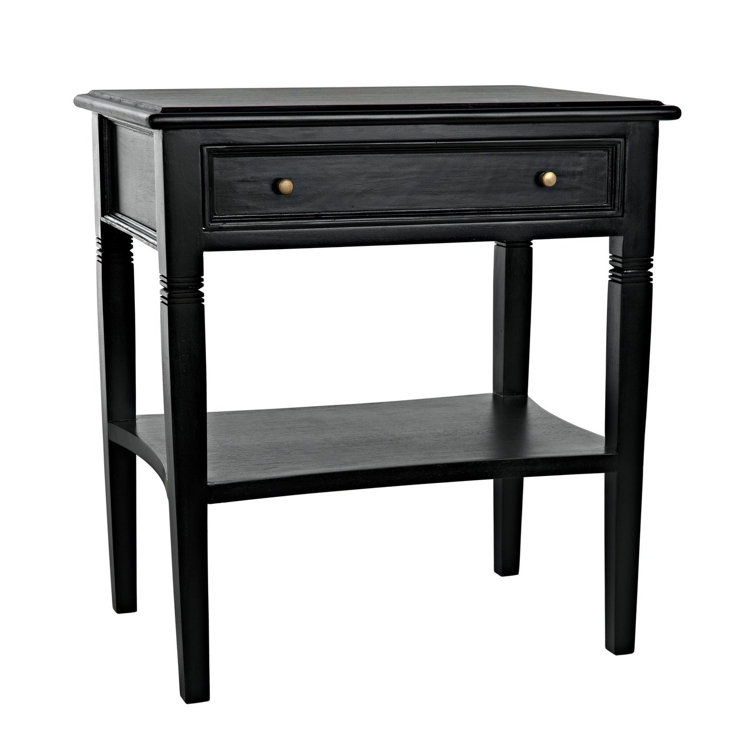 Oxford 20" Solid Mahogany Wood End Table with Storage - Hand Rubbed Black