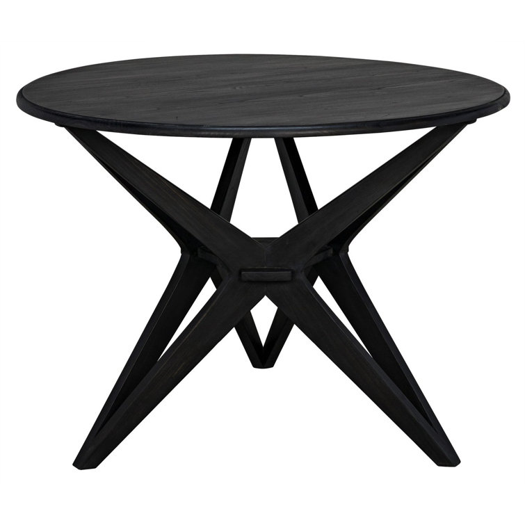 Victor Charcoal Black Round Solid Wood Dining Table