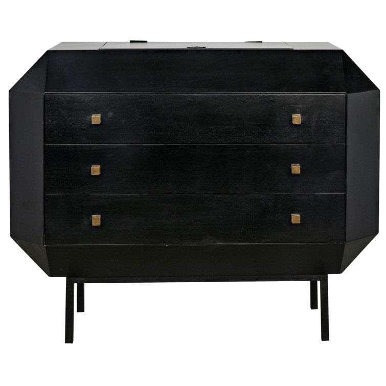 Rhiana Vintage-Inspired Hand-Rubbed Black Mahogany Accent Chest