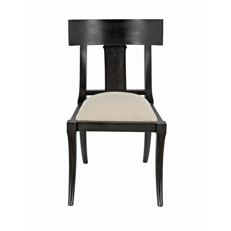 Athena Black Wood Slat Back Upholstered Side Chair