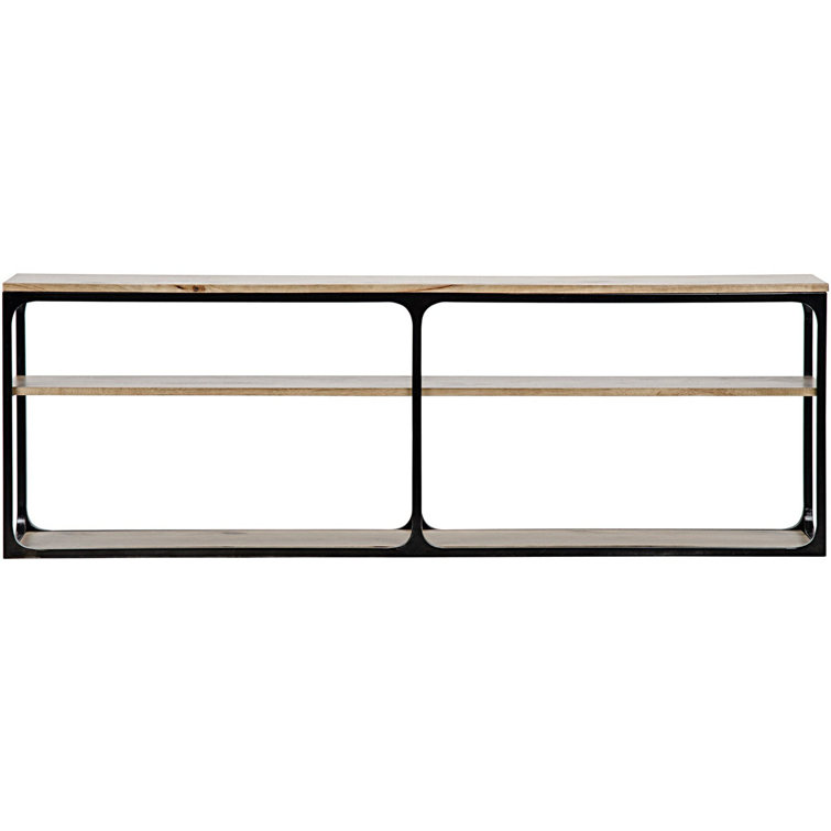 Novie Dark Walnut 84'' Industrial Console Table with Storage