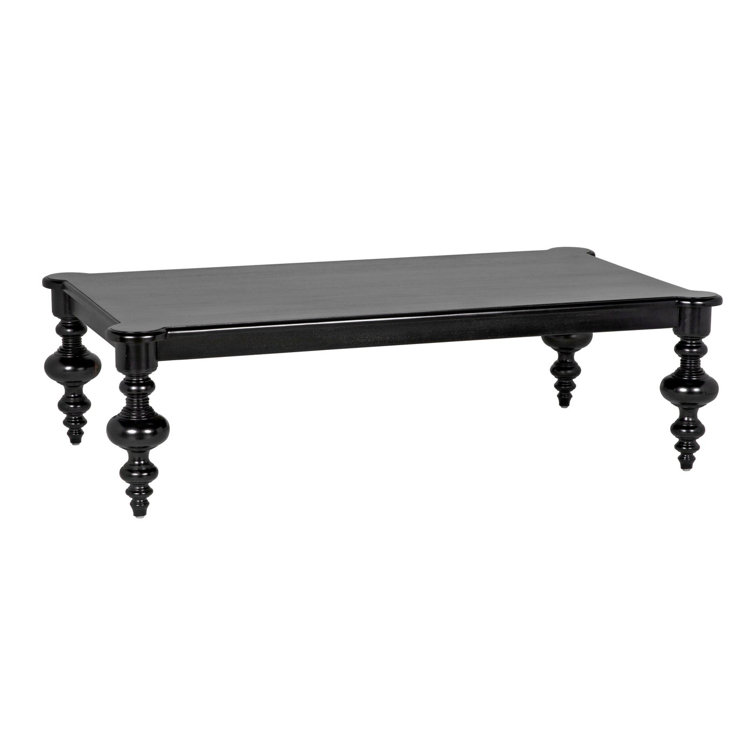 Curvaceous Noir Mahogany Rectangular Coffee Table in Hand Rubbed Black