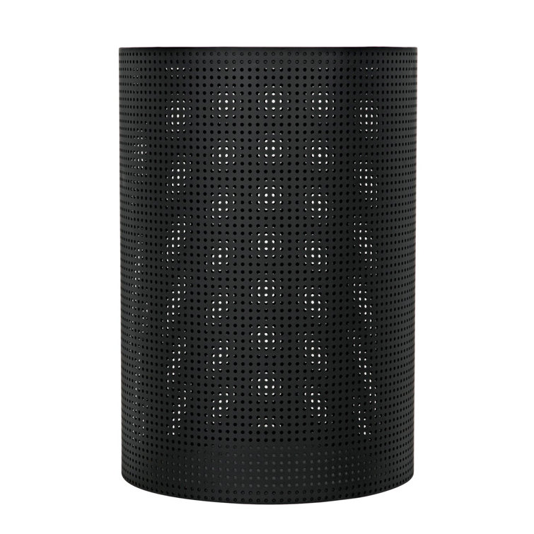 Dixon 18'' Round Matte Black Perforated Metal Drum End Table