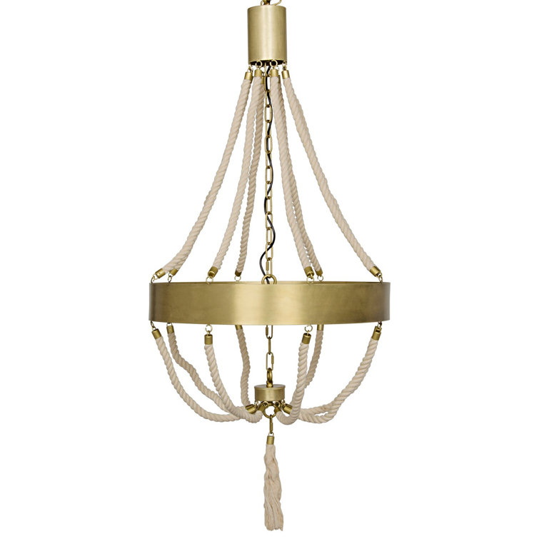 Antique Brass and Rope 8-Light Empire Chandelier