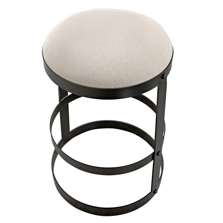Black Metal 26" Counter Stool with Upholstered Seat