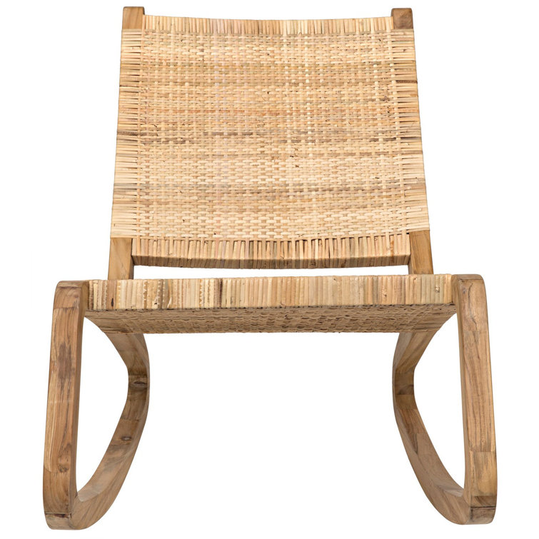 Las Palmas White Teak and Rattan Rocking Accent Chair