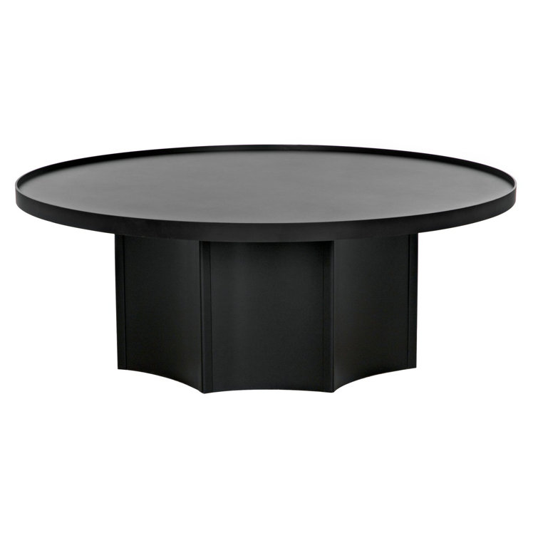 Noir Rome 47.5" Round Black Metal Coffee Table