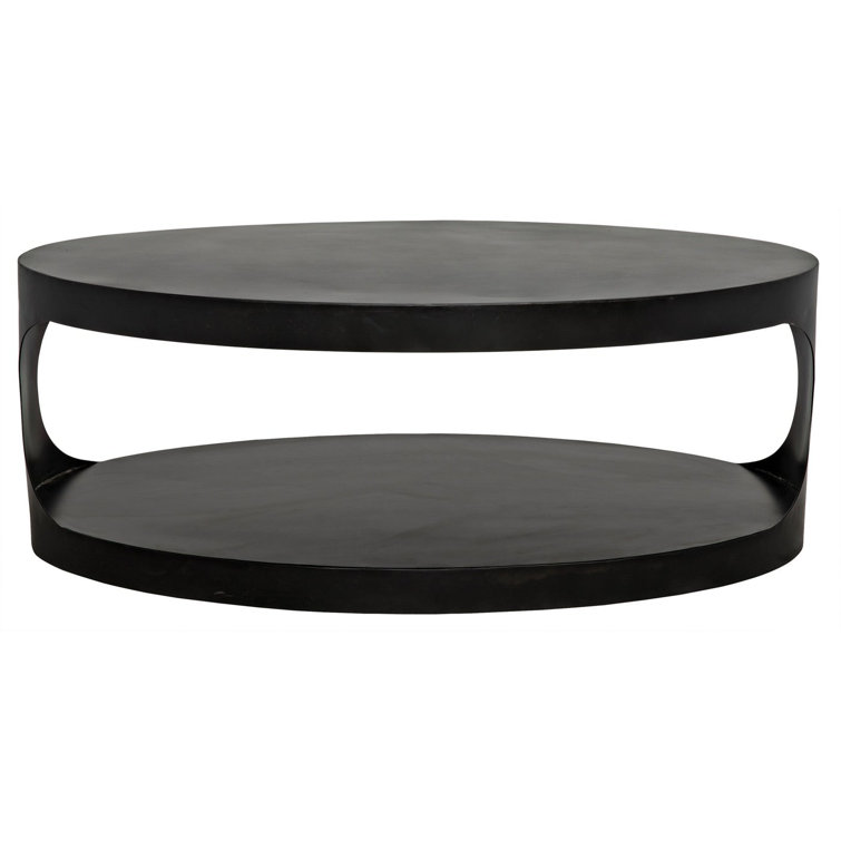 Eclipse Oval 29" Metal Coffee Table with Hourglass Accents