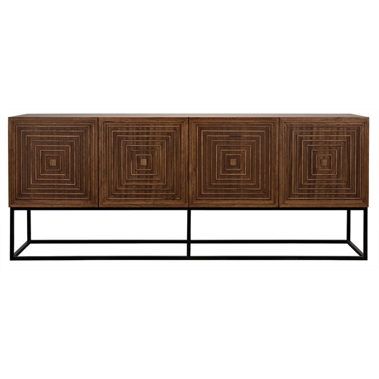 Lanon Elegance 80'' Dark Walnut Sideboard with Metal Accents