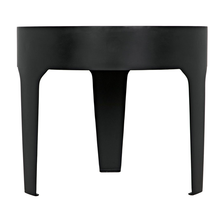 Noir Classic Round 24" Stone and Metal End Table