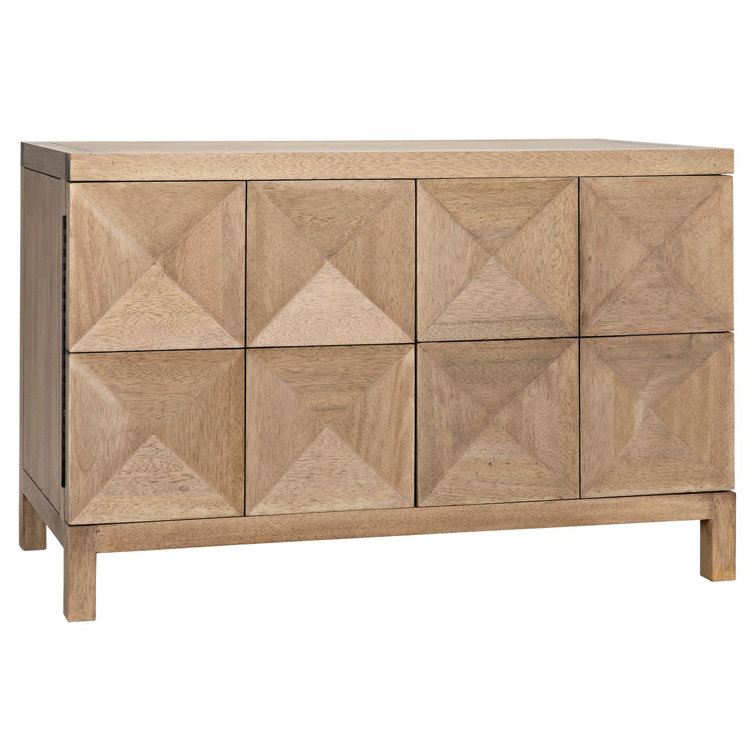 Quadrant 52'' Concave Diamond Pattern Solid Wood Sideboard in Washed Walnut