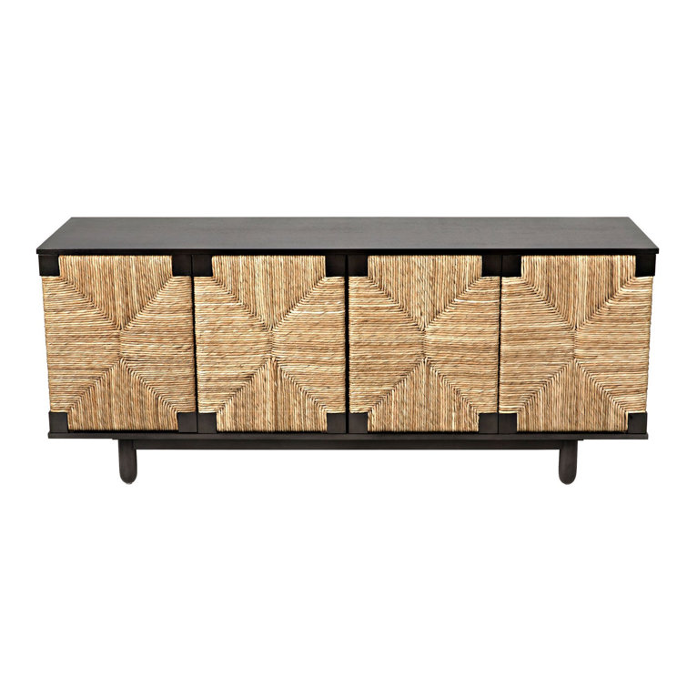Brook 76.5" Pale Mahogany and Seagrass Sideboard