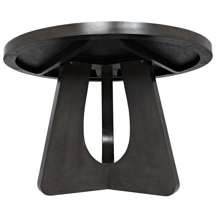 Kumeo 48" Round Light Gray-Dark Brown Mid-Century Modern Dining Table