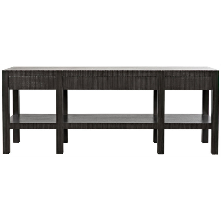 Dark Mahogany Rectangular Hallway Table with Fluted Storage