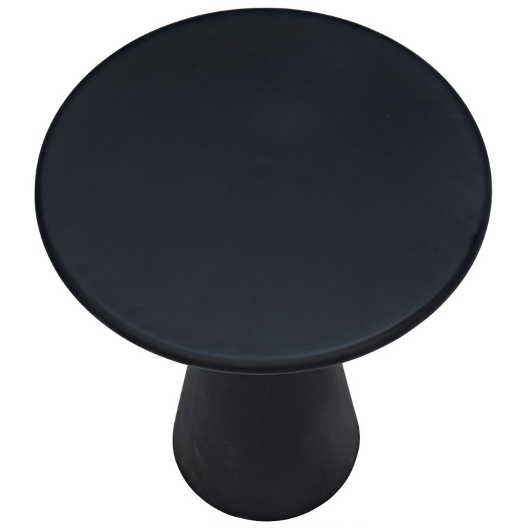 Futurist Noir 15.5" Round Metal & Glass Side Table
