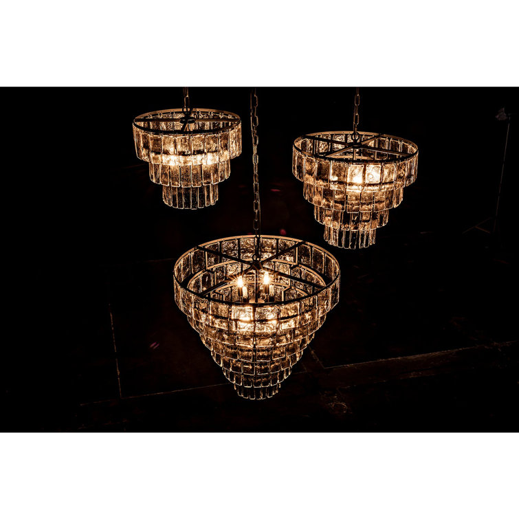 Carnegie Sleek Black Metal 8-Light Tiered Chandelier