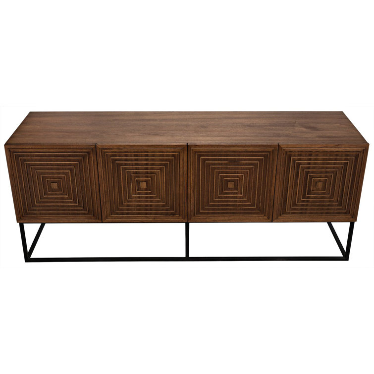 Lanon Elegance 80'' Dark Walnut Sideboard with Metal Accents