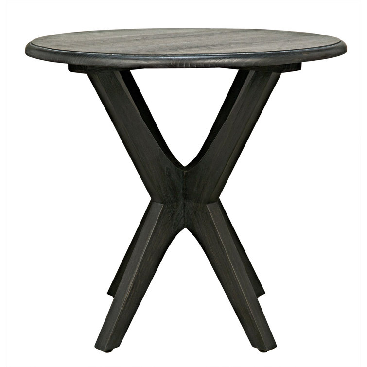 Charcoal Black Round Wood End Table
