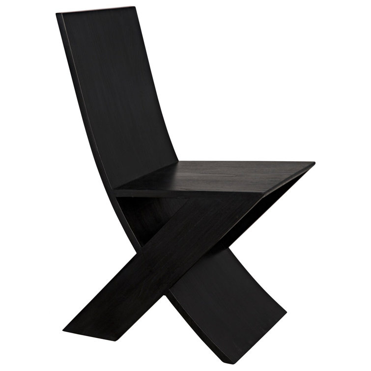 Noir Tech Charcoal Black Solid Wood Slim Side Chair