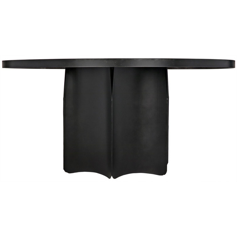Mid-Century Modern Fluted 58" Round Wood Dining Table