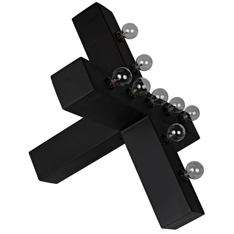 Black Metal 9-Light Modern Table Lamp with Clear Bulbs