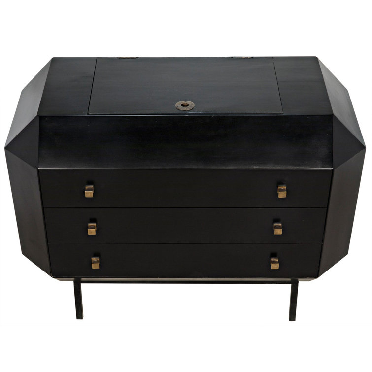 Rhiana Vintage-Inspired Hand-Rubbed Black Mahogany Accent Chest