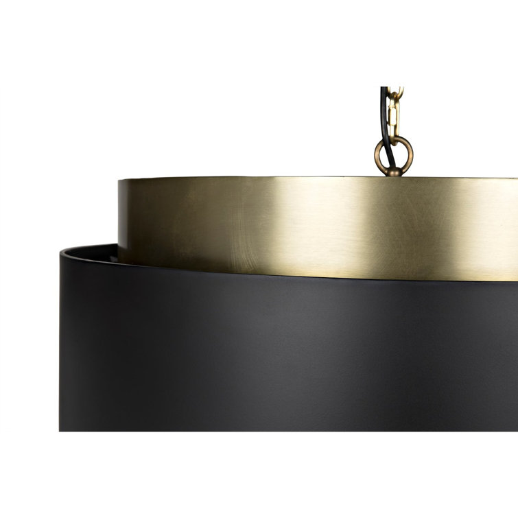 Antique Brass and Matte Black 4-Light Pendant