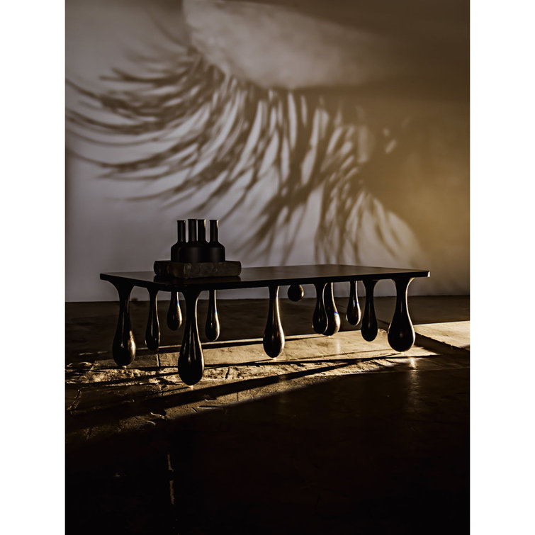 Noir Hand-Rubbed Black Drop Coffee Table, 33x64 in
