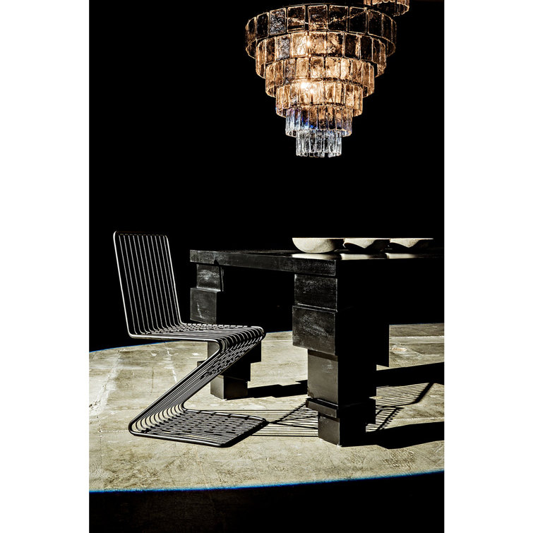 Carnegie Sleek Black Metal 8-Light Tiered Chandelier