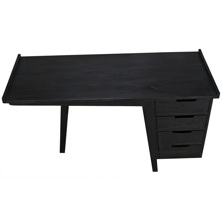 Noir Kennedy Charcoal Black Wood Desk with Drawer 56.5''