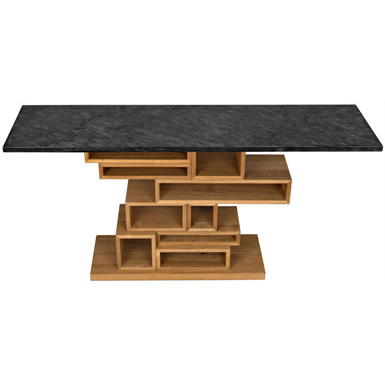 Balin 68'' Walnut Console Table with Black Marble Top