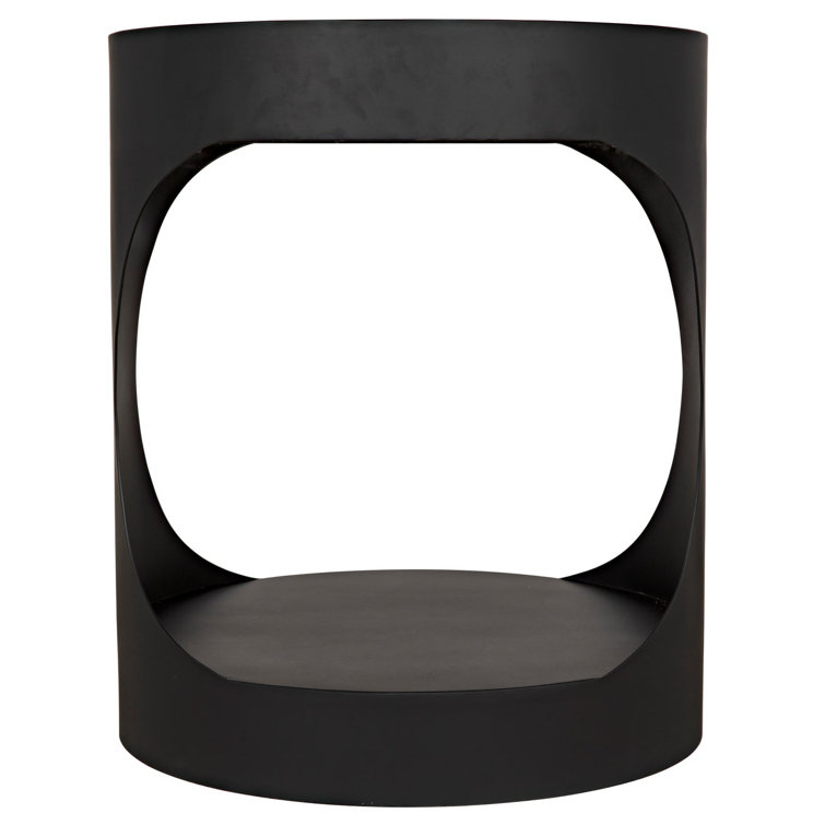 Eclipse 22" Round Metal Pedestal Side Table with Open Shelf