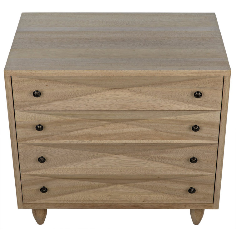 Noir Diamond Mid-Century Washed Walnut Double Dresser