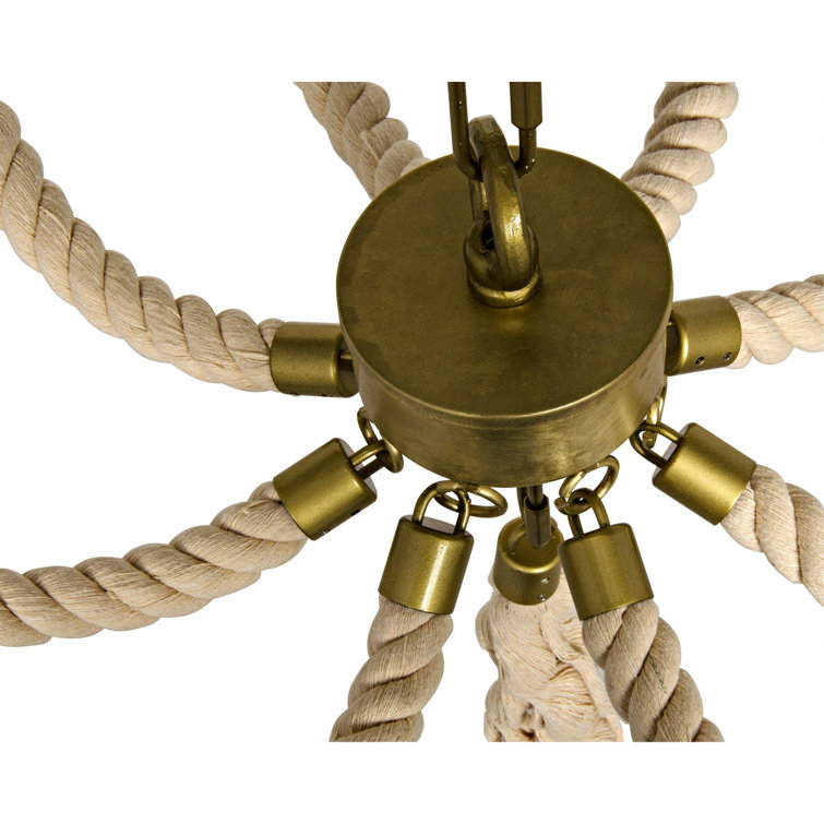 Antique Brass and Rope 8-Light Empire Chandelier