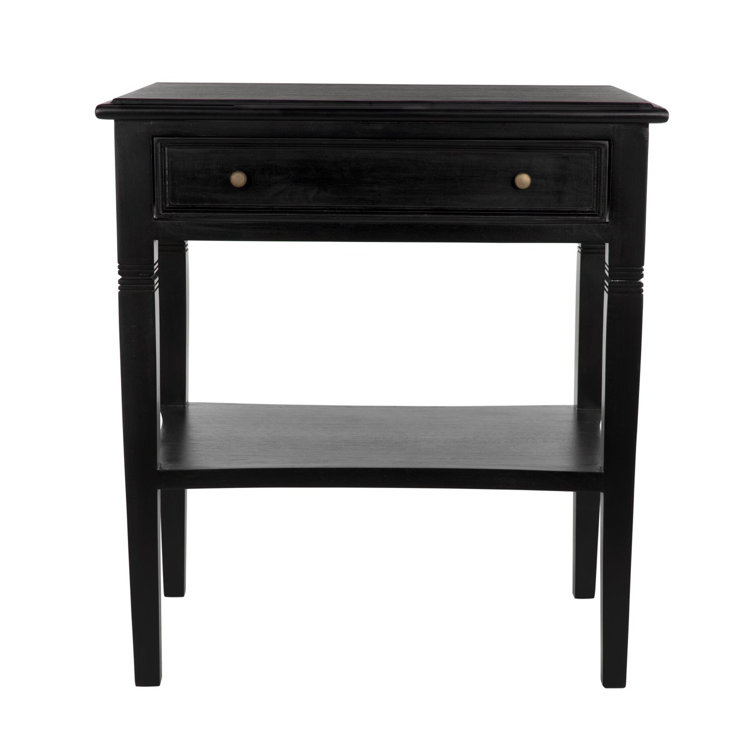 Oxford 20" Solid Mahogany Wood End Table with Storage - Hand Rubbed Black