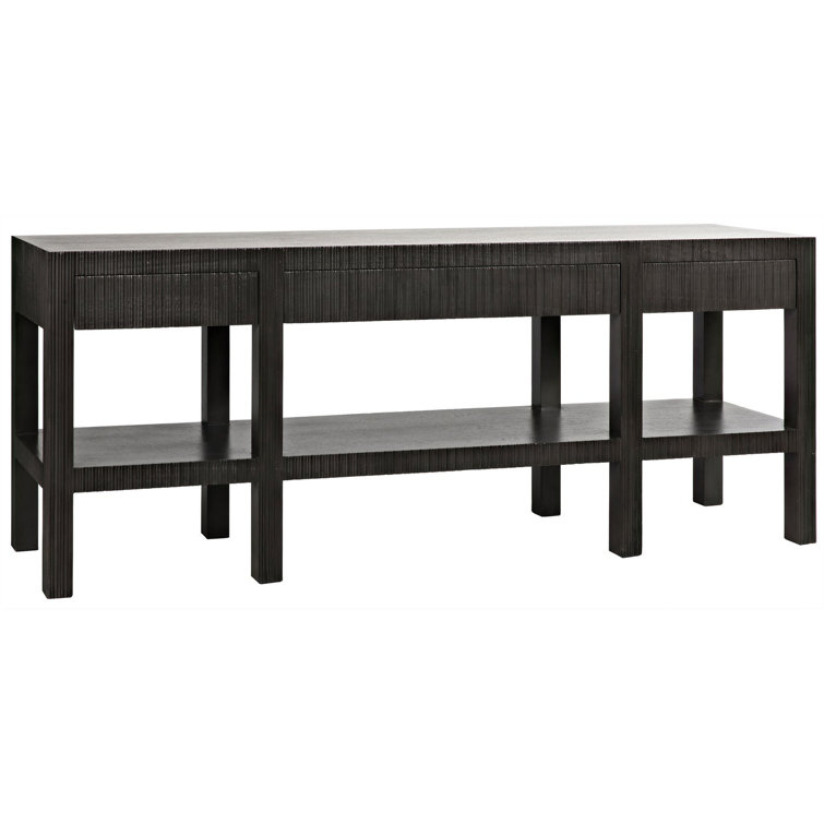Dark Mahogany Rectangular Hallway Table with Fluted Storage