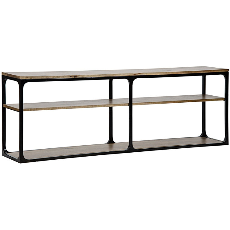 Novie Dark Walnut 84'' Industrial Console Table with Storage