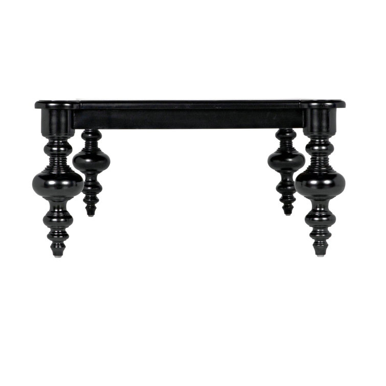 Curvaceous Noir Mahogany Rectangular Coffee Table in Hand Rubbed Black