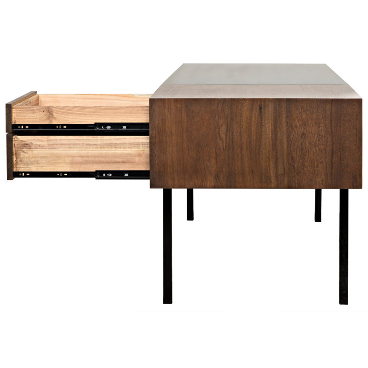 Noir Algeron 28" Black Walnut Writing Desk with Drawers