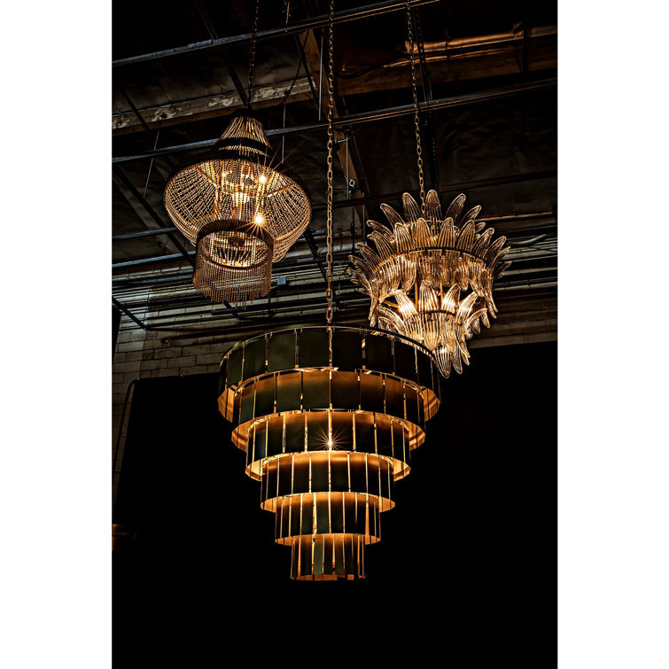 Antique Brass 4-Light Chandelier with Crystal Accents