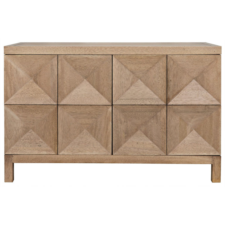 Quadrant 52'' Concave Diamond Pattern Solid Wood Sideboard in Washed Walnut