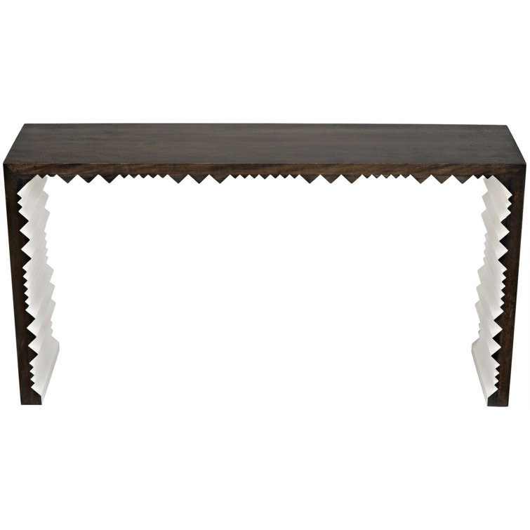 Nelson 60'' Ebony Walnut and White Carved Detail Console Table