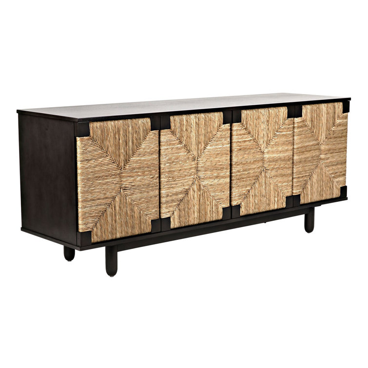Brook 76.5" Pale Mahogany and Seagrass Sideboard